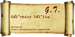 Görbicz Tália névjegykártya